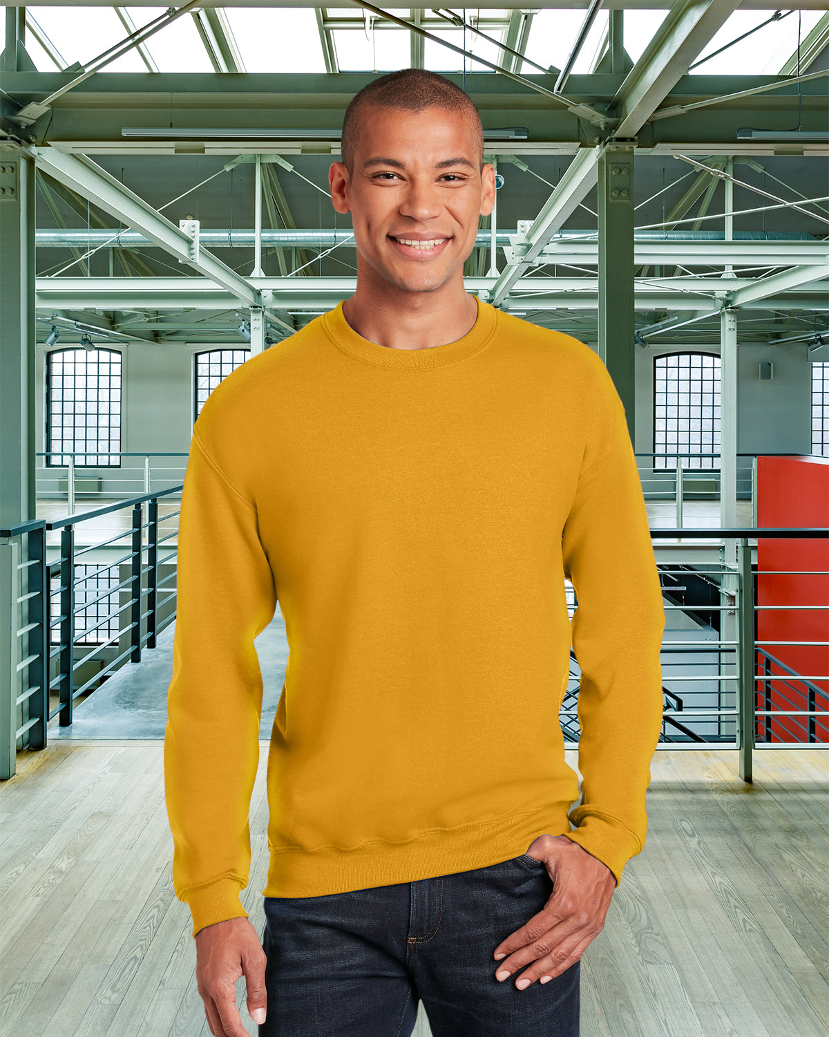 Mustard yellow crew online neck sweatshirt